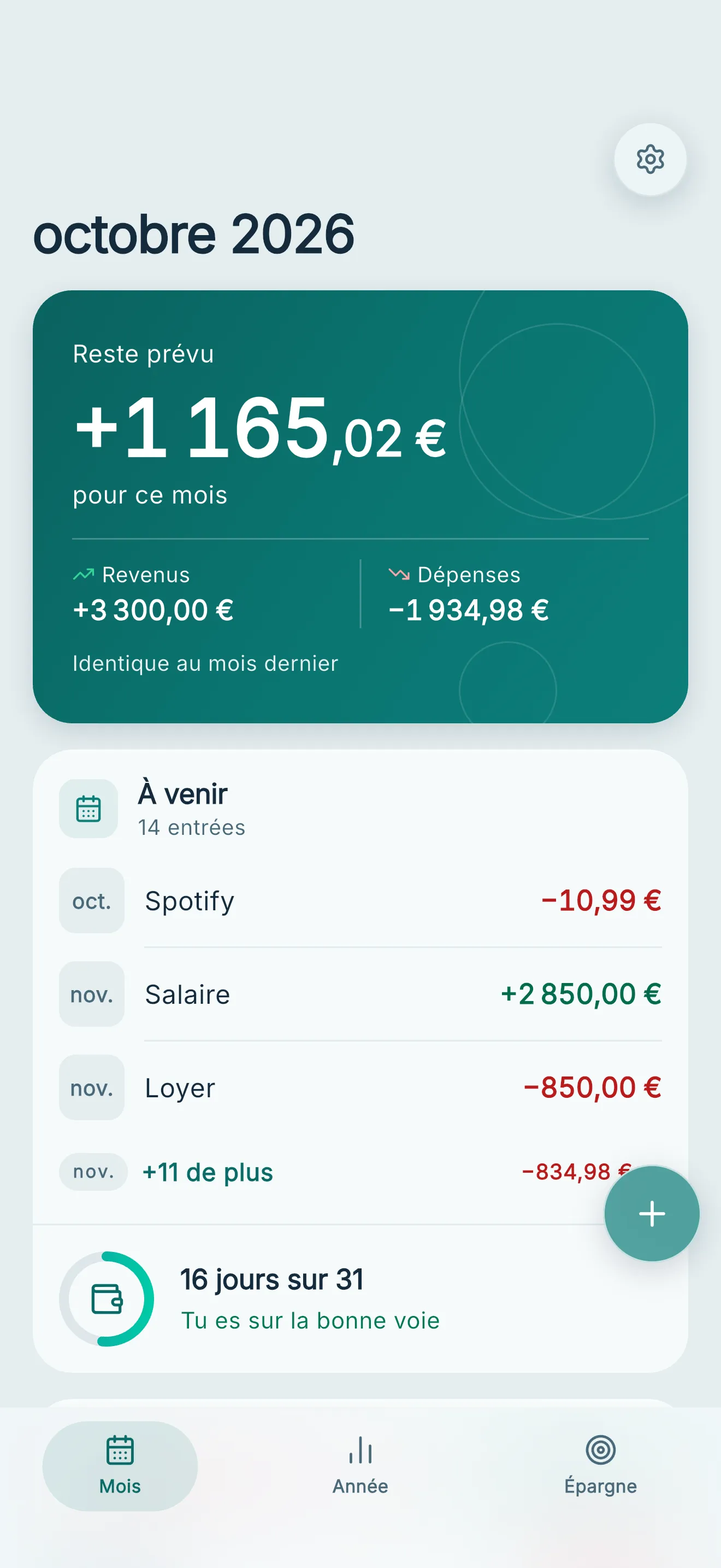 Vue mensuelle de HellerIO