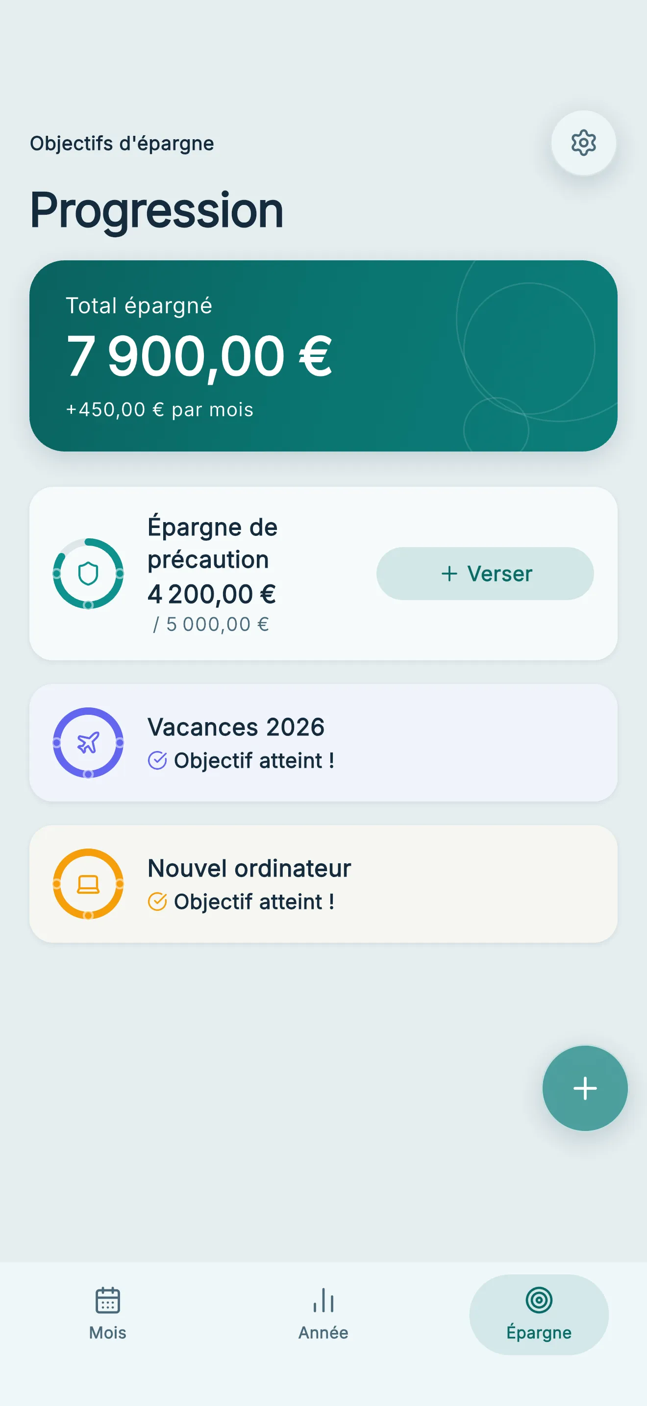 Objectifs d’épargne avec progression
