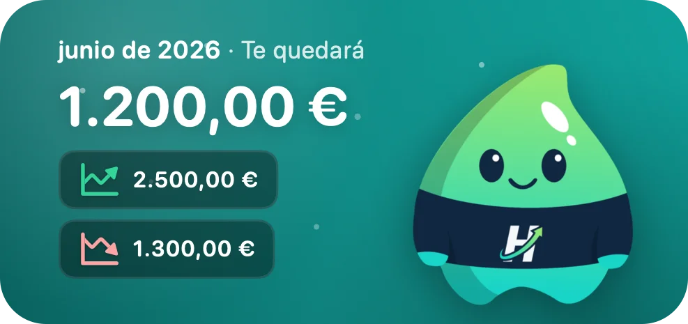 Widget de HellerIO en la pantalla de inicio con el importe que te quedará este mes